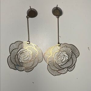 Gold Floral Drop Earrings